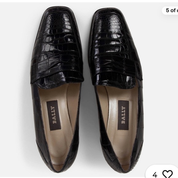 Bally Crocodile Embossed Penny Loafers - Picture 1 of 9